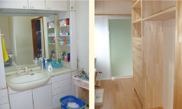 オーダー加工の棚で整理された空間に